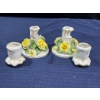 Image 2 : Pair Vintage of Herend Porcelain 5H Candle Holders Yellow Rose Motif