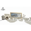 Image 1 : various pieces of pressed or cut glassware, including bowls, trays, drinking glasses, a decanter,  