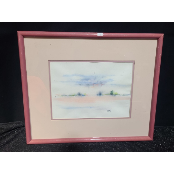 Painting of Pastel Landscape, Artist: Gael, Framed Under Glass 23 X 19