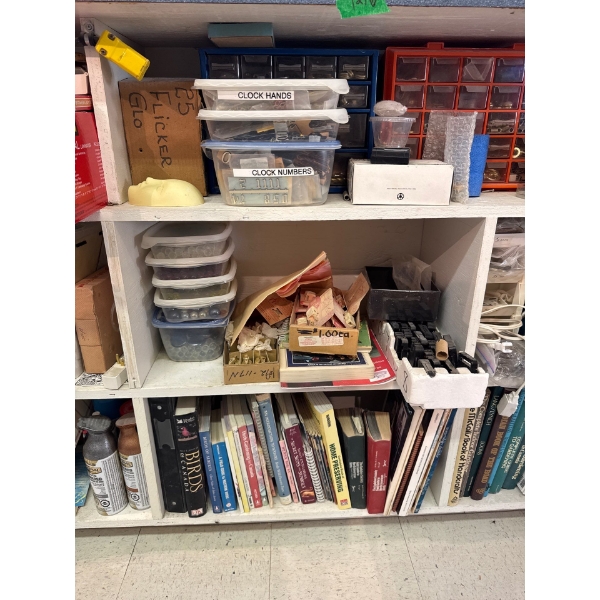  clock hands, clock numbers, books, aerosol paints and more