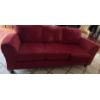 Image 1 : Velvet Red 3 Seater Couch, Well Loved - 86W, 40D, 34T 
