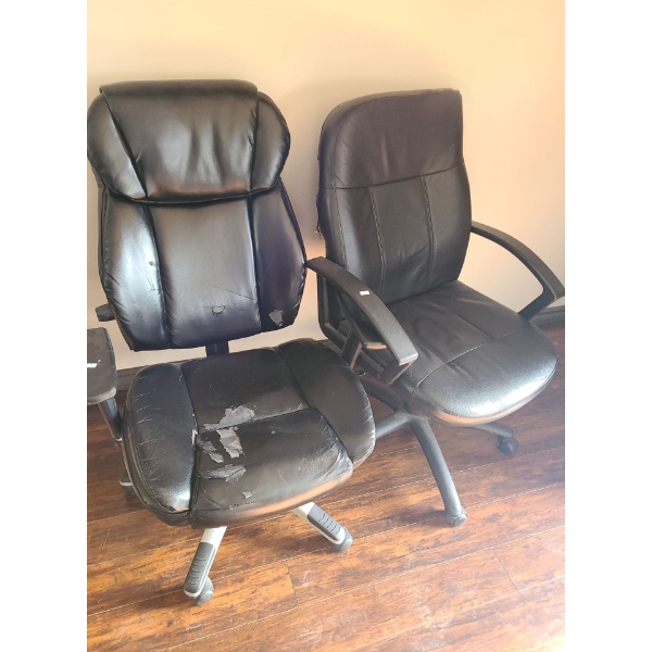 Two Office Chairs: 28 W, 24 D, 41 T and 26 W, 21 D, 41 T ++Queen Size Bed Frame