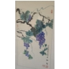 Image 3 : Pair of Framed Asian Inspired Watercolour Paintings of Cherry Blossoms & Grapes. 20 w, 35 h
