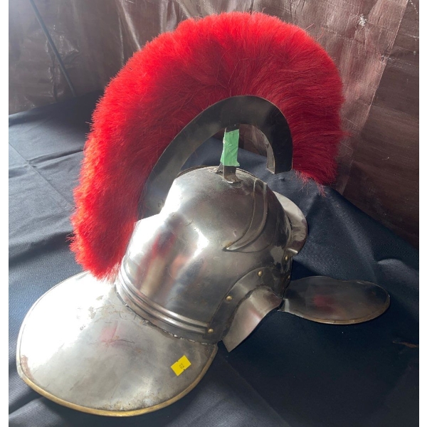 Trojan Helmut - Medieval Roman Officer Centurion Red Bristles 21x14