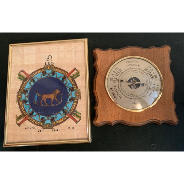 Zodiac "LEO' Art w/ Vintage Barometer 7x9