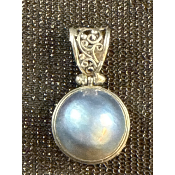 Black Mabe Pearl Sterling Pendant 4.7g