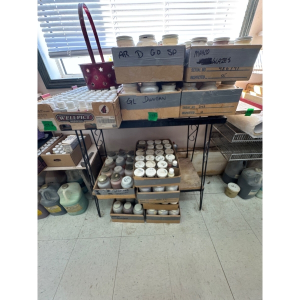  16 ounce ceramic glaze and 2 ounce undercoat all contents and shelf included