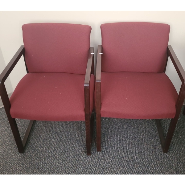 Pair of Chairs w/ Maroon Upholstery 21 W, 22 D, 31 T