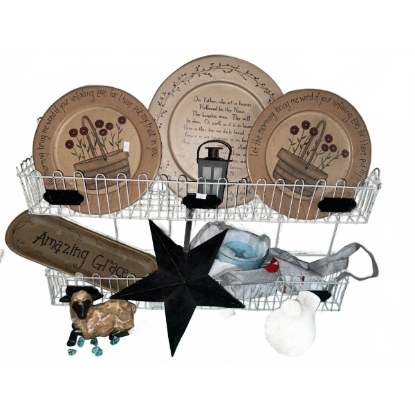 Decorative Wall Plates, Metal Star, and Figurines
