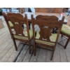 Image 6 : 1940s Hardwood Dining Table with Hand-Embroidered Cushions, Includes Extensions and Six Chairs