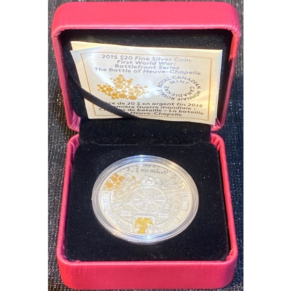 2015 $20 The Battle of Neuve-Chapelle Fine Silver Coin 31.39 Grams