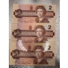 Image 2 : 3x 1986 Canadian $2 Dollar Bill 3189457/3189458/3189459
