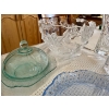 Image 2 : Indiana Glass Co. Recollection teal covered butter or cheese dish, featuring the decorative Madrid 