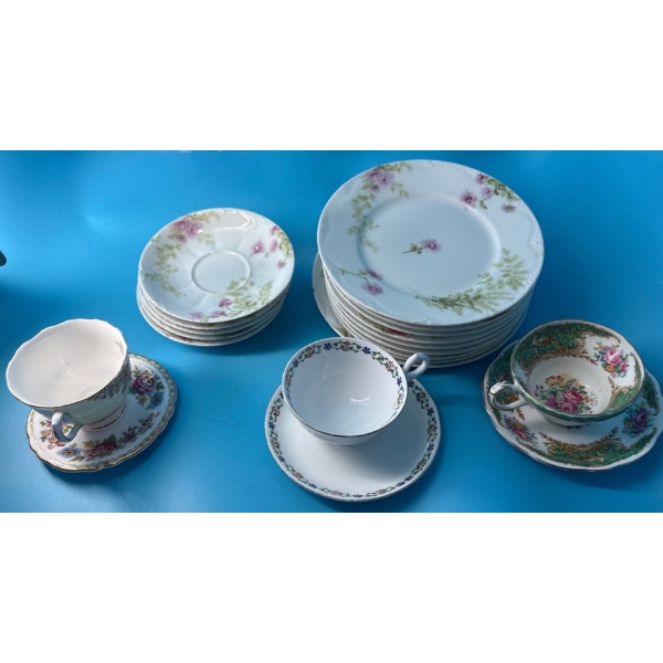 Theodore Haviland Limoges France China Plates w/ Teacups and Saucers (Coclough China, Foley & More) 
