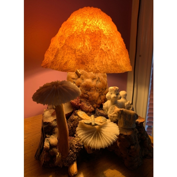 Whimsical Mushroom Lamp 9T w/ Assorted Decorative Collectables 