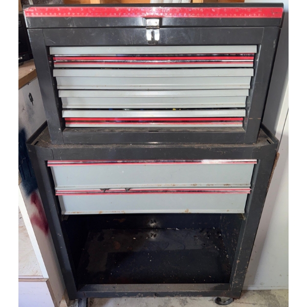 Mack MacKinnon Large Tool Box on Castors  filled W/ Basic everyday tools