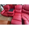 Image 4 : Red Leather Sectional Reclining Sofa with Console
