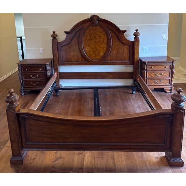 Gorgeous Wood Art Nouveau Style King Size Bed Frame, Frame Only 