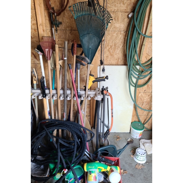 Assorted Gardening Essentials: Tools, Hose, Plant Food and More!