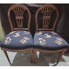 Image 1 : Pair Of Antique Mushroom Hand Embroidered Seat Chairs
