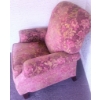 Image 2 : Floral Upholstered Armchair with Rolled Arms and Wooden Legs