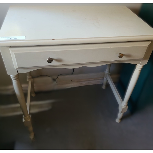 Ivory Colour Wood  Side Table w Drawer 28 w 30 h