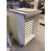 Image 4 : White Wooden Display Stand With Slatted Panels and Sanitizer Dispenser