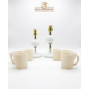 Image 1 : Vintage White Hobnail Milk Glass Table Lamps 10''&12''HEIGHT, Set Of Vintage Ivory Milk Glass Mugs