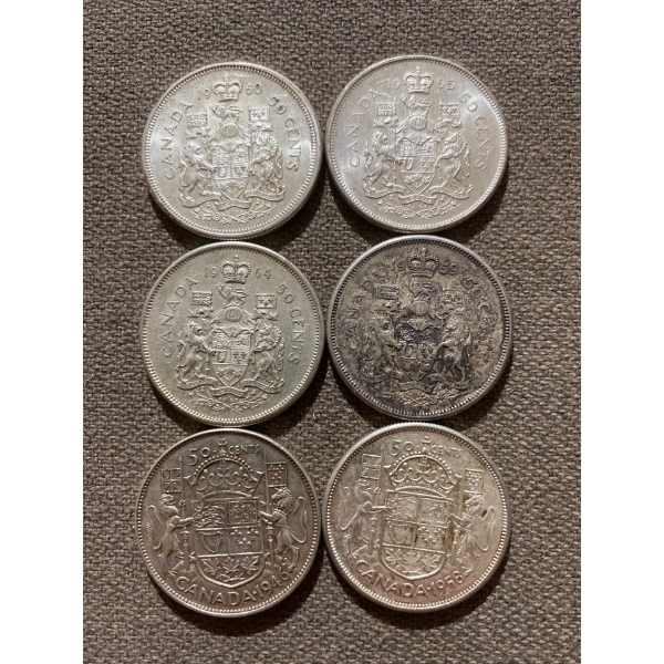 Canadian 50-cent Pieces 11.66 g Silver (.800)