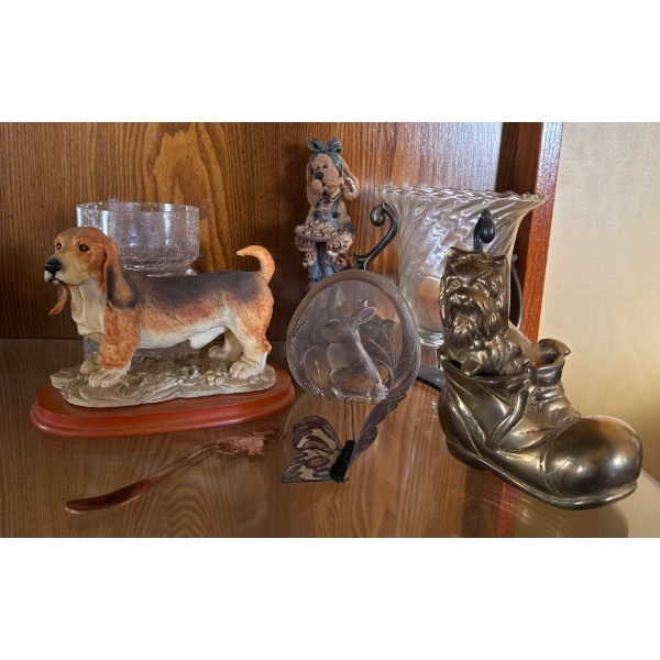Animal Lovers Decor - Brass Dog in a Shoe (5x5) w/ Dog Figurines and More 