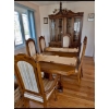 Image 5 :  Arcese Brothers Oak table, china cabinet with hutch and 6 chairs (2 end chairs are arm chairs).In B