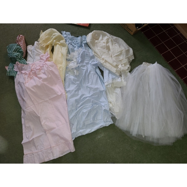 Collection of Small Nightshirts, Pair of Kitchen Aprons and Crinoline 13 Across at the Waist