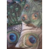 Image 5 : Peacock Decor Including: Picture 16 X 20, Two Metal Wall Ornaments, and Cushions