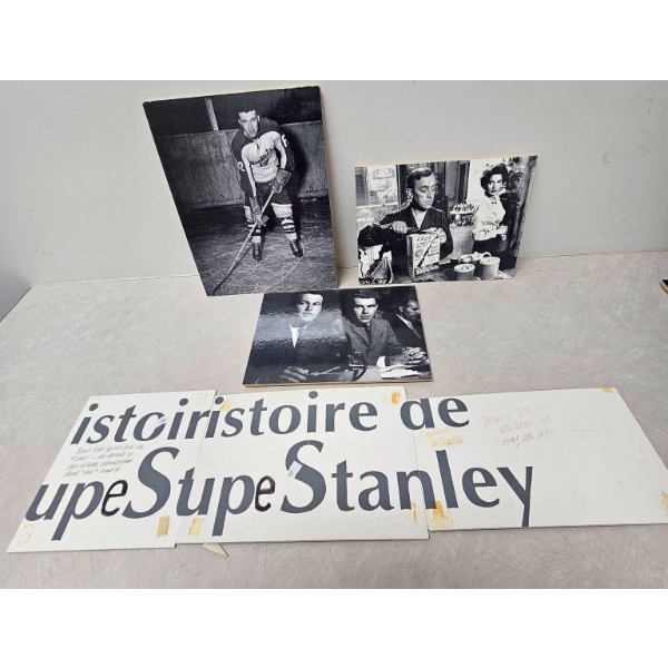 Vintage Photos and French Text Panel Featuring Various Subjects