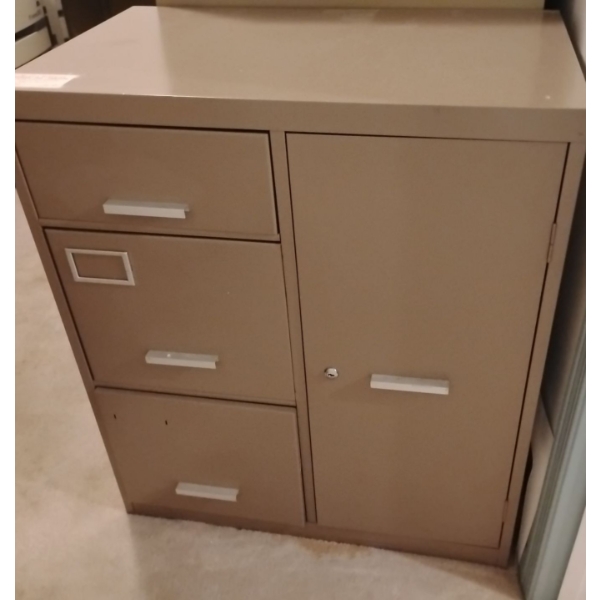 Short Filing Cabinet w/ 3 Drawers & Cupboard 29x18x33