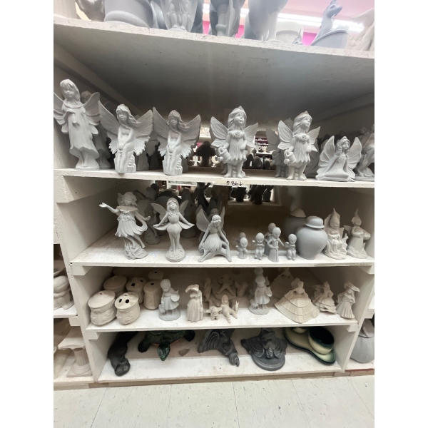  ceramic greenware all contents on shelf