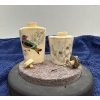 Image 2 : Hand Painted Bird and Fish Snuff Bottles with a Spoon 2.5H, 3H