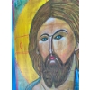 Image 2 : Head of Christ Russian Style  Painted on a Wooden Board - 10x12 