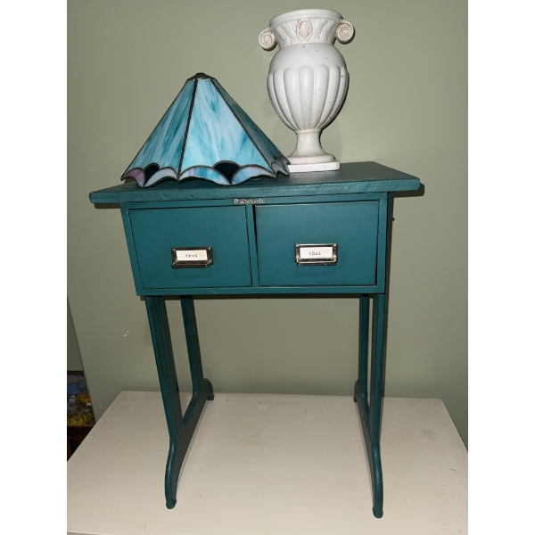 Steelmaster Two-Drawer Metal Filing Cabinet Table with Accessories
