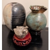 Image 1 : Gorgeous Art Pottery & Stamped Sterling Bird Box 59g - Ash Glaze Raku 