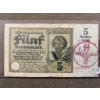 Image 1 : German 5 Rentenmark Banknote with Stamped Symbol
