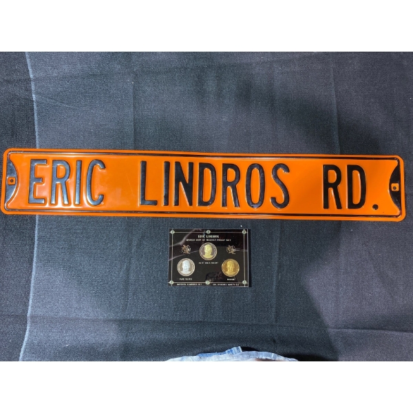 Eric Lindros World Cup of Hockey Proof Set Incl. Silver, Bronze, Gold Embossed & Lindros Rd. Sign 