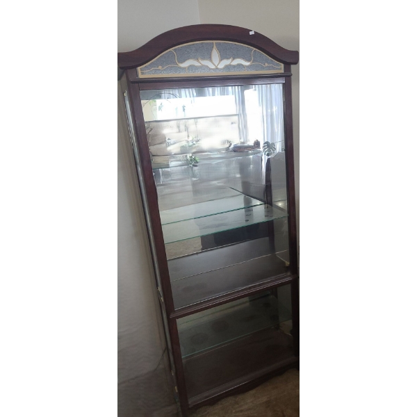 Display Cabinet w/ Mirrored Back and Glass Door 32 W, 14 D, 76 T