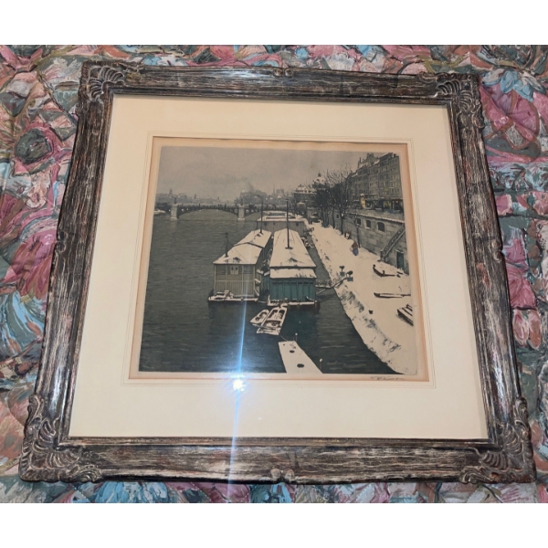 "Bathing Boats" Seine Original etching Printed in Color By T.F.Simon orderNo: 28562