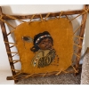 Image 1 : Stretched Leather Indigenous Art Of A Native American Girl Framed w/ Wood & Leather