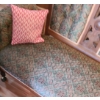 Image 2 : Eastlake Art Decor Two Seater Couch Uphosltered in Green & Rose Tapesty Fabric 53 w 21 d 41 1/2 h