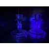 Image 1 : Uranium glass pink candleholders 4.5” tall 