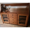 Image 1 : Wood & Glass Locking 4 Drawer Cabinet with Side Compartments/Mirror 51 w, 48 h, 16 d & Desk Lamp