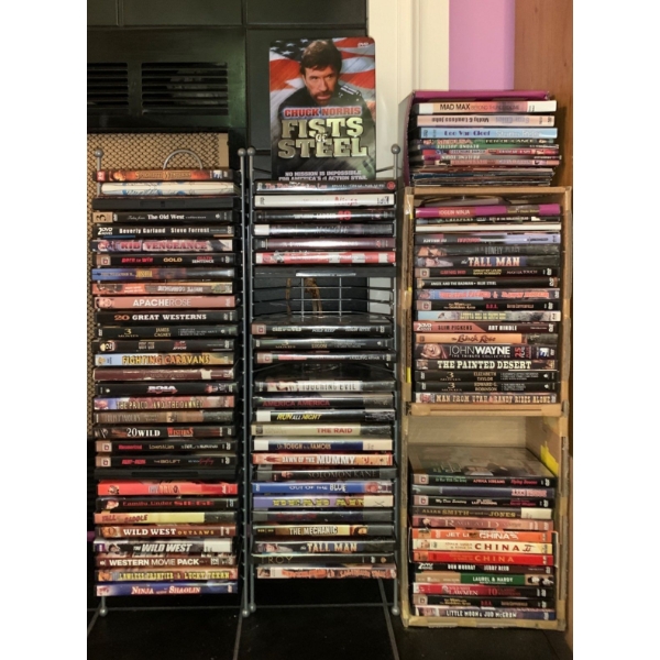 Assorted DVD Collection w/ Display Shelves