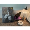 Image 1 : Decor Including Bird Tiles w/ Art Deco Style Lamp